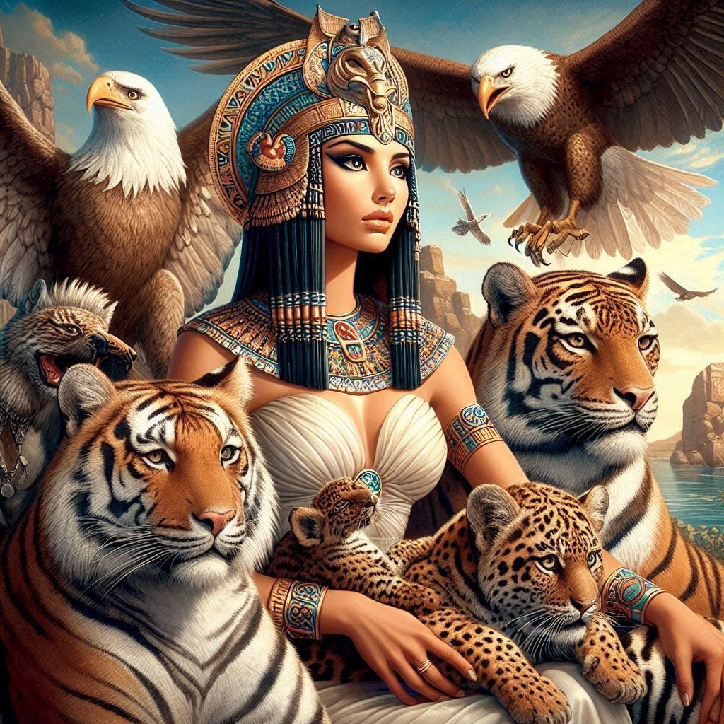 Imagem do arquétipo da Cleópatra, juntamente com águia, tigre e onças, que são alguns dos animais de poder.